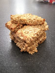 A stack of banana bars on a worksurface