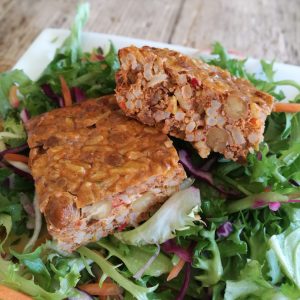 Curry Loaf - 2 thick slices sat on a bed of salad