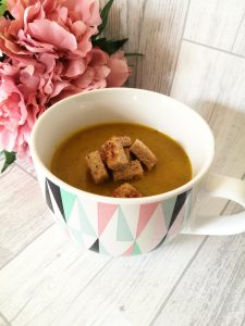 Carrot and Coriander Soup with crunchy croutons