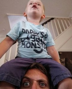 I wrote a post, forgot the title - toddler sitting on dad's head.