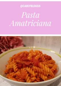 Pasta Amatricana - A spicy tomato and bacon pasta. Diet plan friendly and gluten free!