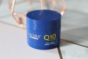 Skincare in your early 30's - A small blue pot with Lacura and Q10 written on the side